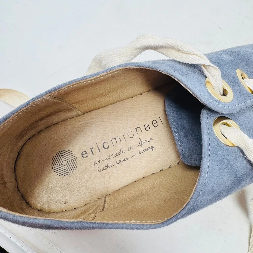 Eric‎ Michael Blue Suede Espadrille Sneakers EU 38 Platform Spain Boho Coastal